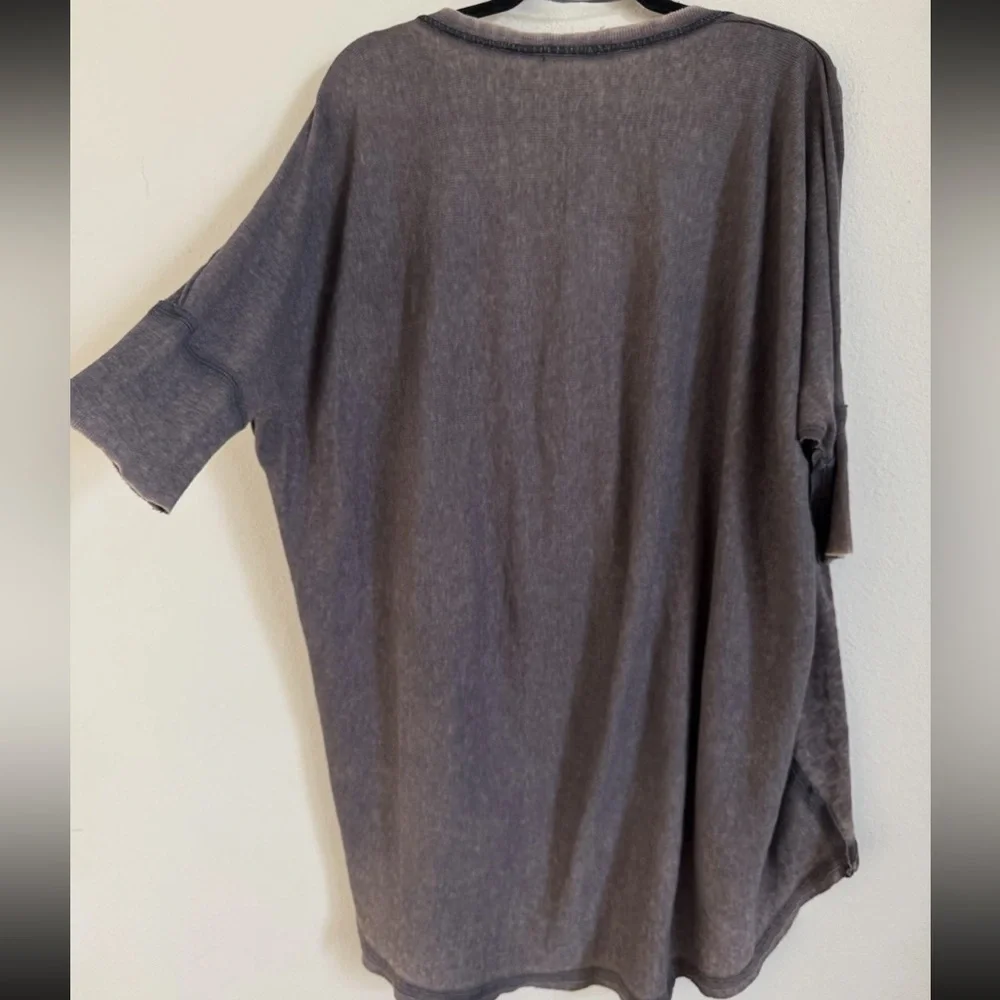 Free People We The Free Catch Waves Oversized Tee Washed Black S